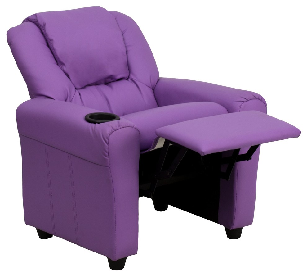 Macaulay Kids Recliner With Cup Holder   Contemporary   Recliner Chairs   by Buildcom  Houzz