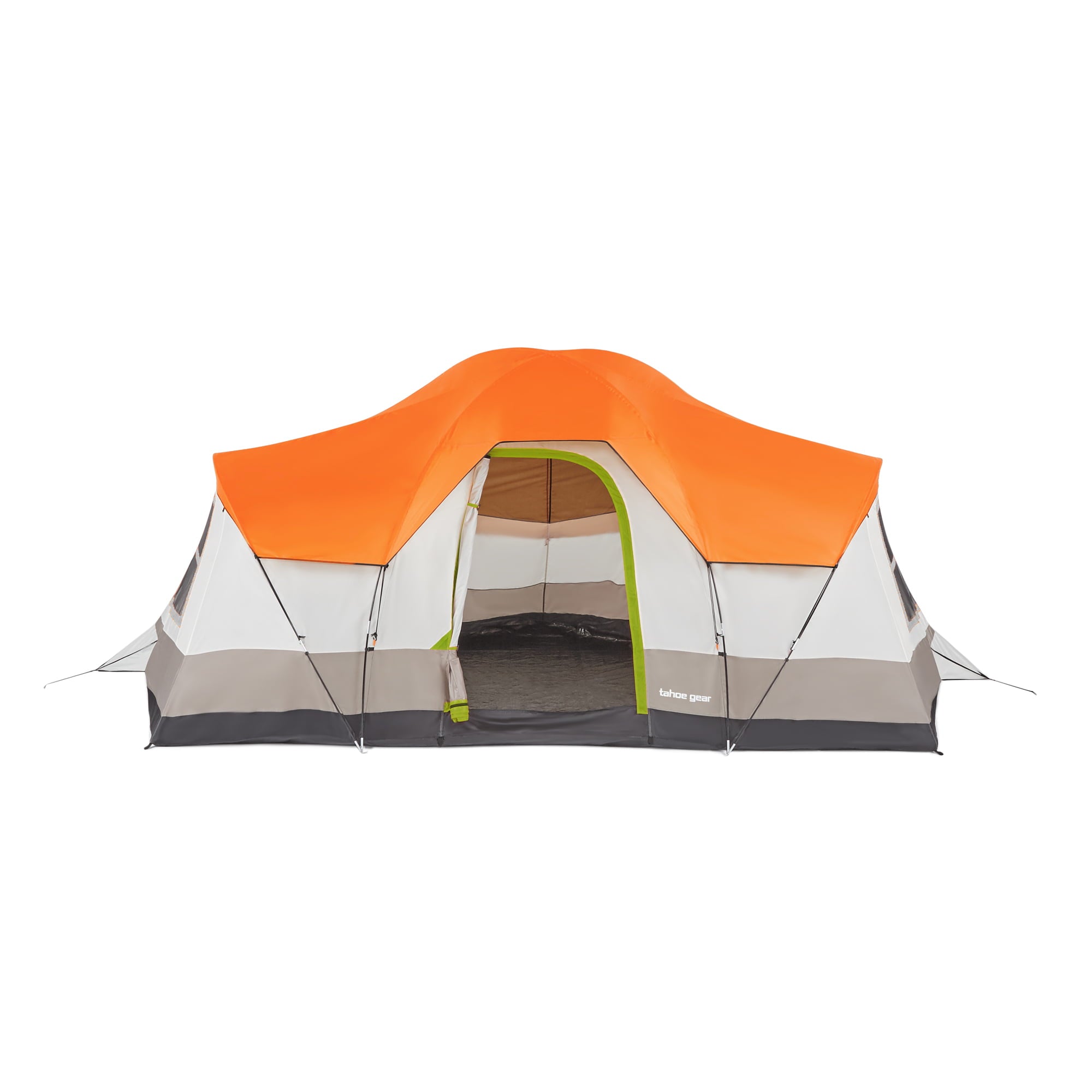 Tahoe Gear Olympia 10 Person 3 Season Outdoor Camping Tent， Orange and Green