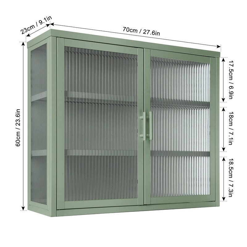 Modern Style Glass Door Wall Cabinet With Detachable Shelves