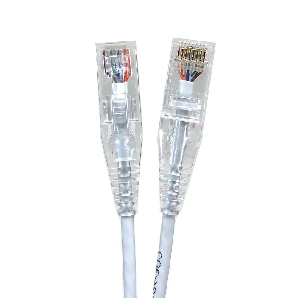 Micro Connectors Inc 25 ft. 28 AWG Ultra Slim CAT6 RJ45 Unshielded Twisted Pair Patch Cable White E08-025W-SLIM