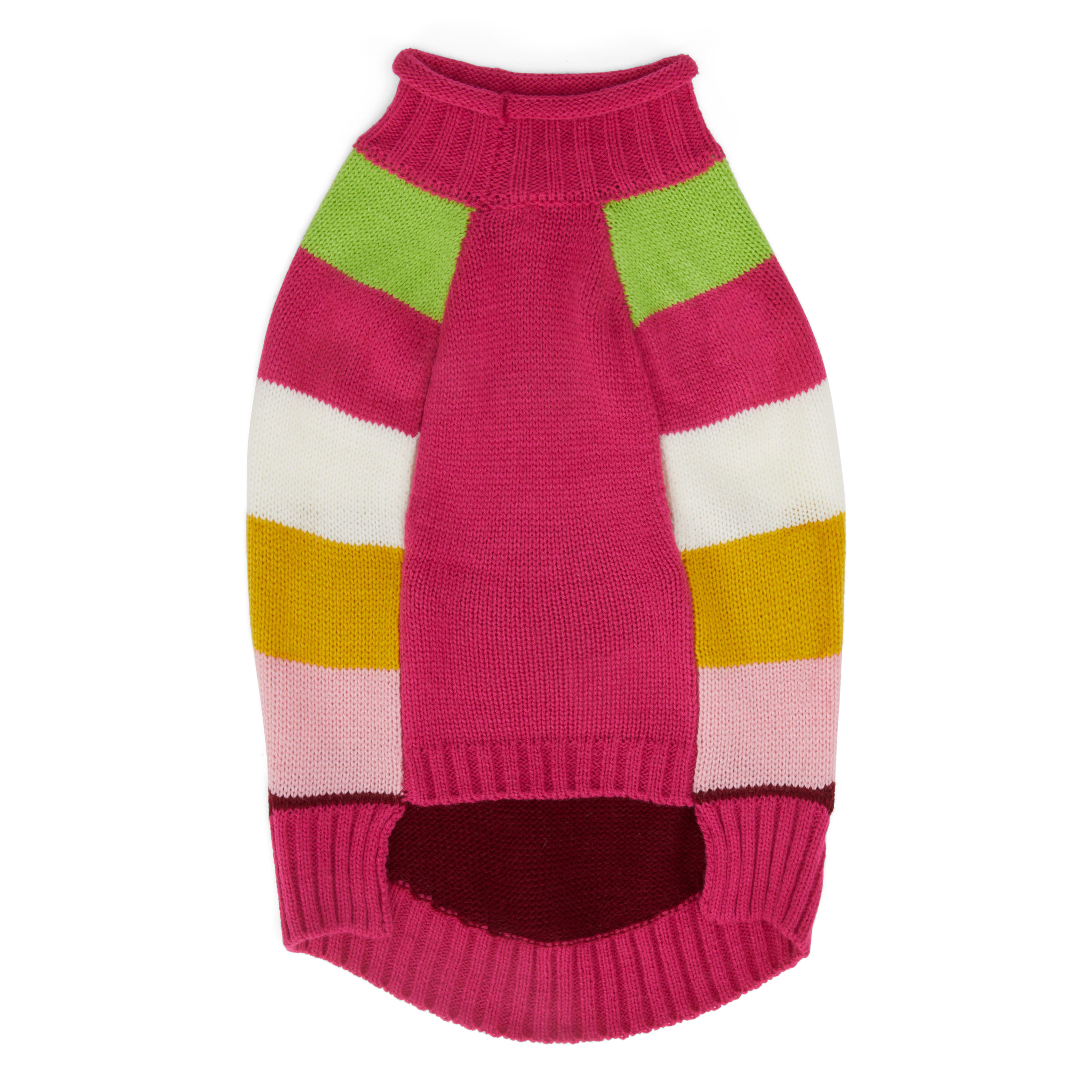 YOULY The Artist Pink  Multicolor Striped Dog Sweater， 3X-Large