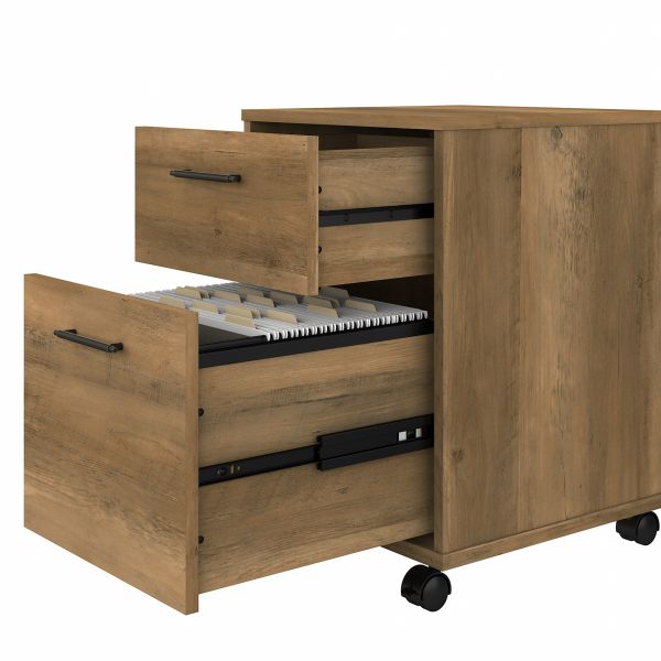 Bush Furniture Key West 48W Writing Desk with 2 Drawer Mobile File Cabinet in Reclaimed Pine