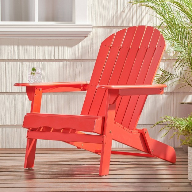 Malibu Outdoor Acacia Wood Adirondack Chair Red Christopher Knight Home