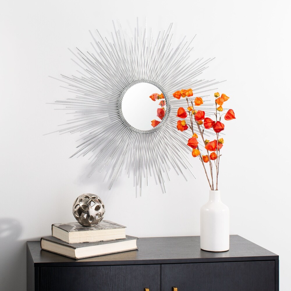 SAFAVIEH Emme 30 inch Silver Sunburst Round Silver Mirror   30\