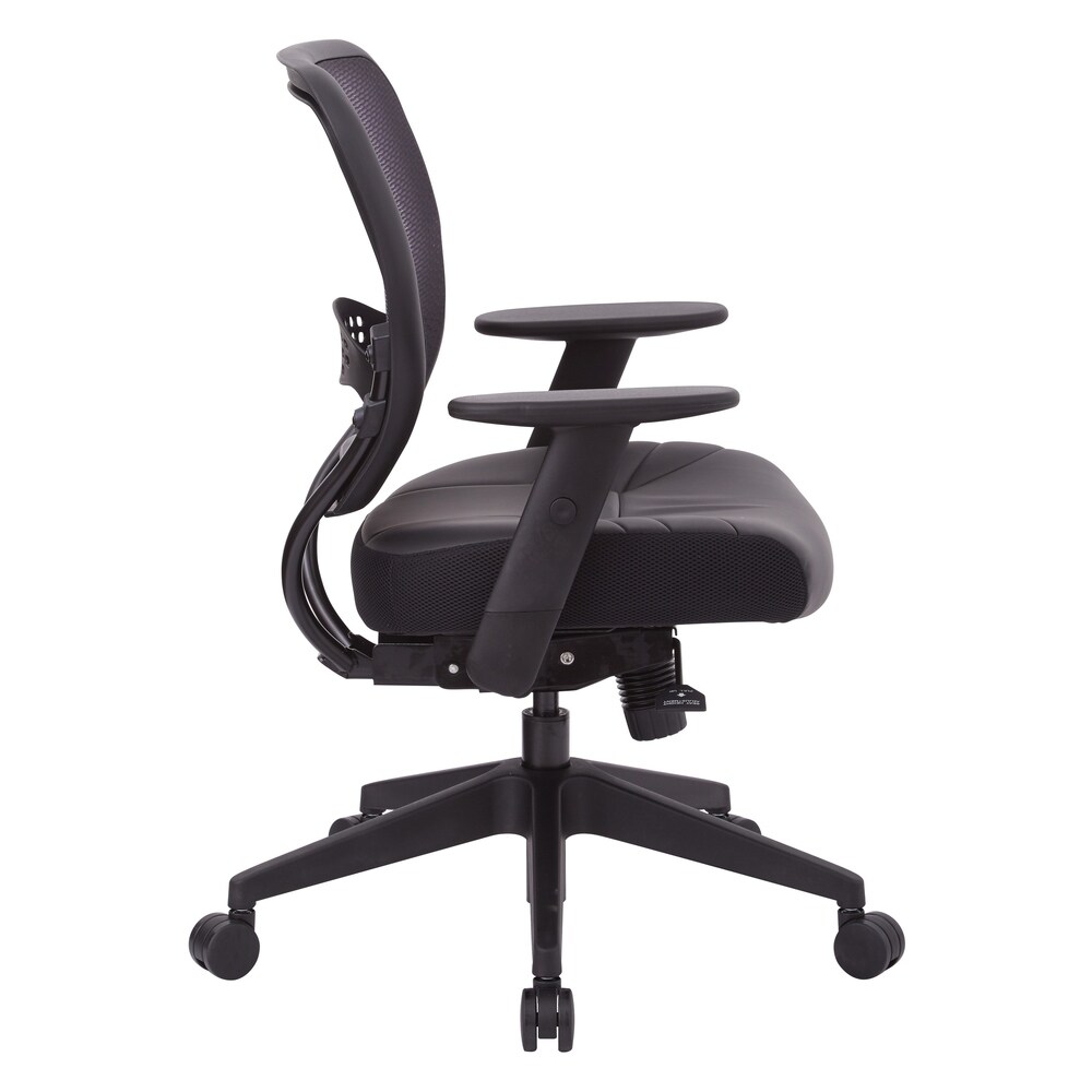 Black Bonded Leather Seat Office Chair with Adjustable Angled Arms