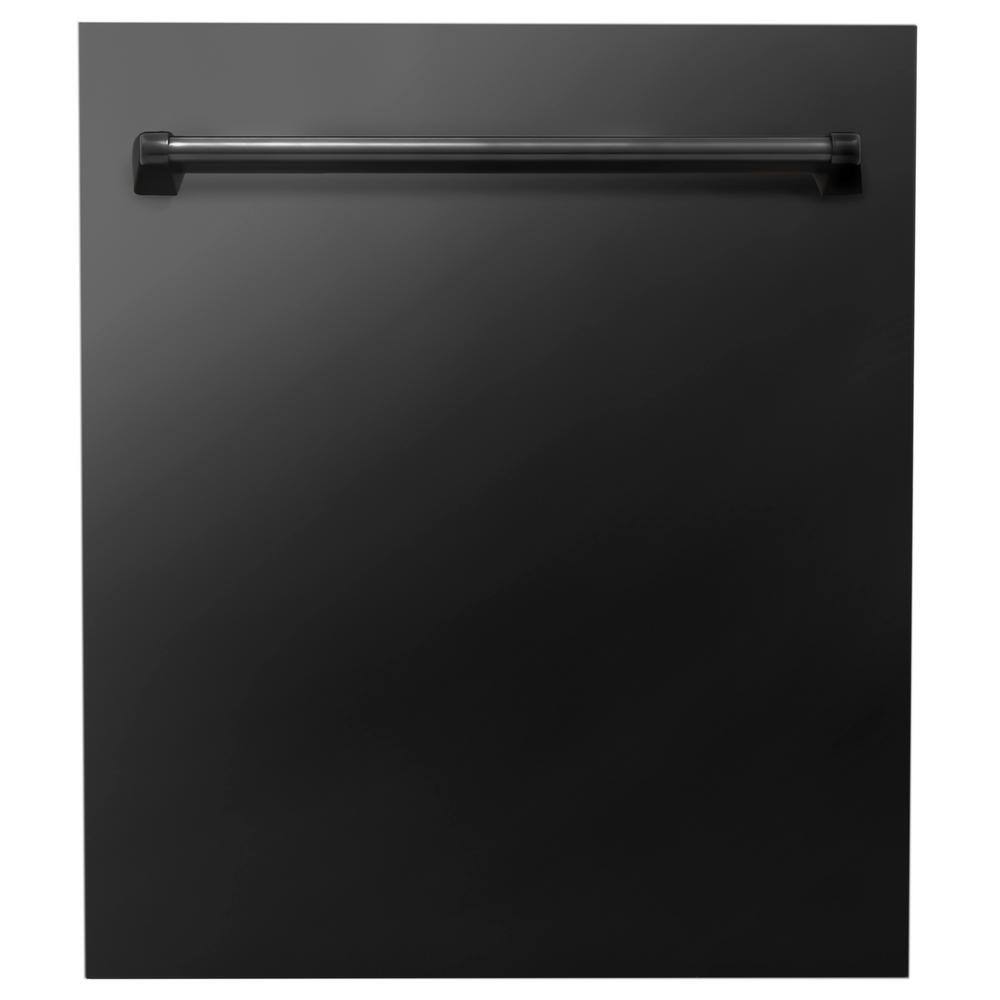 ZLINE Kitchen and Bath 24 in. Top Control 6-Cycle Compact Dishwasher w 2 Racks in Black Stainless Steel  Traditional Handle DW-BS-24