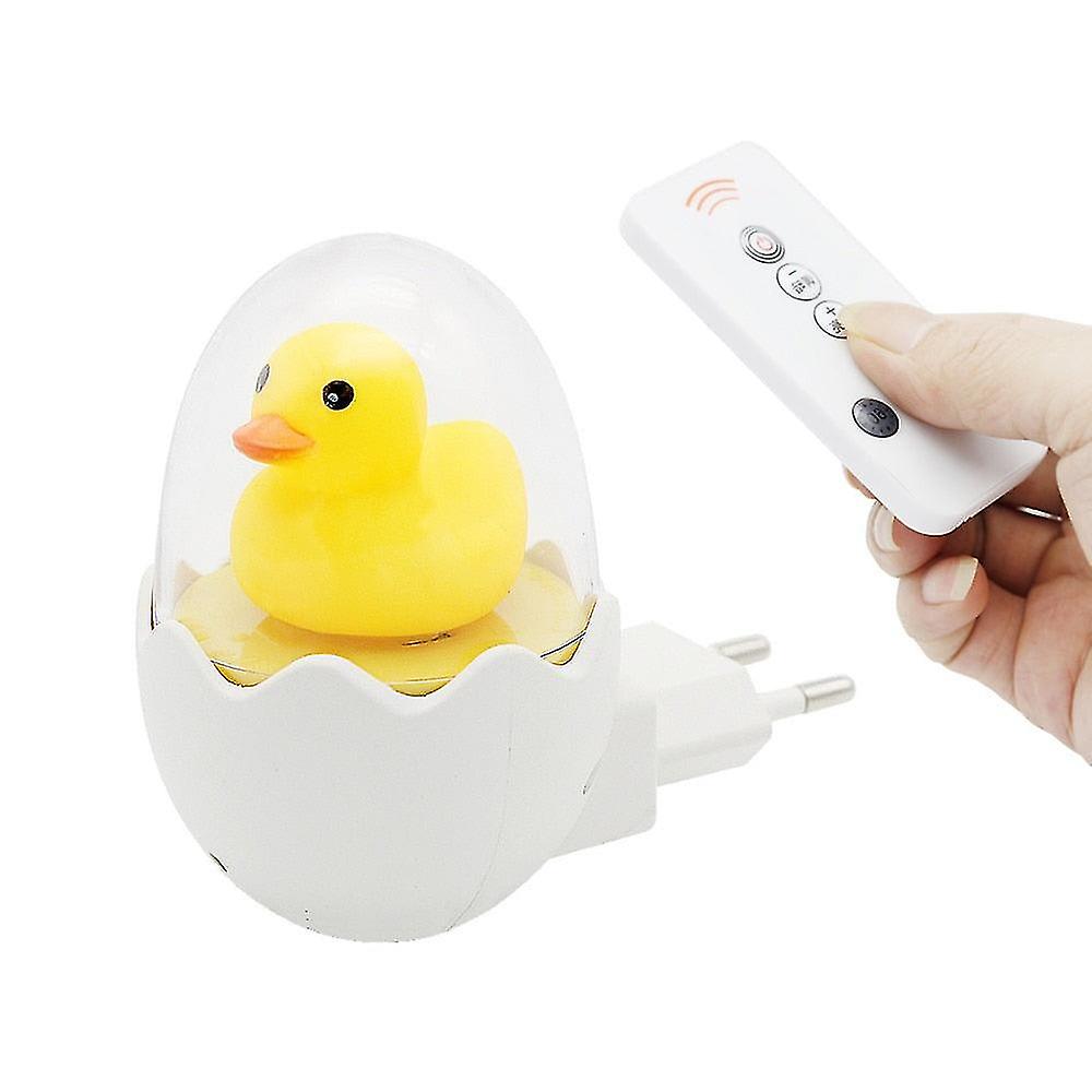 Eu Plug Yellow Duck Led Night Light Sensor Control Dimmable Wall Lamp Remote Control For Home Bedroom Baby Children Kids