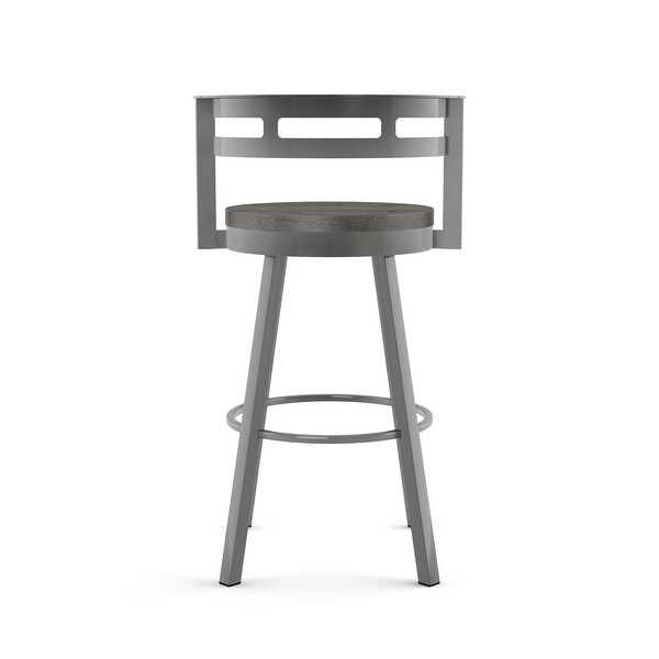 Amisco Vector Swivel Bar Stool with Distressed Wood Seat