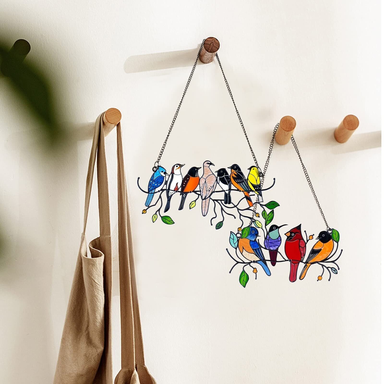 🔥Hot Sale🐦The best Christmas Gift-Birds Stained  Window  Panel Hangings🎁