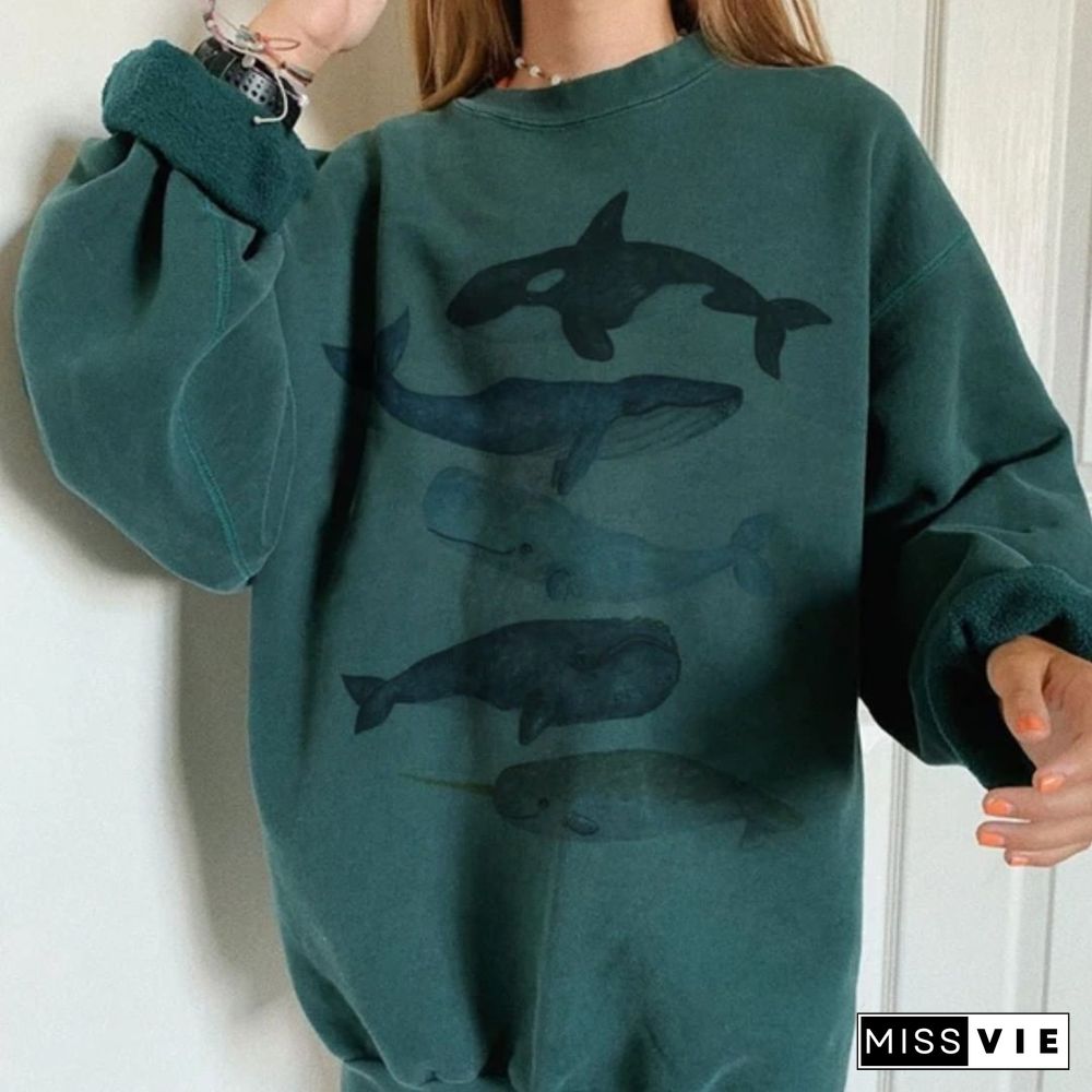 Basic Casual Wild Long Sleeve Pullover Sweatshirt