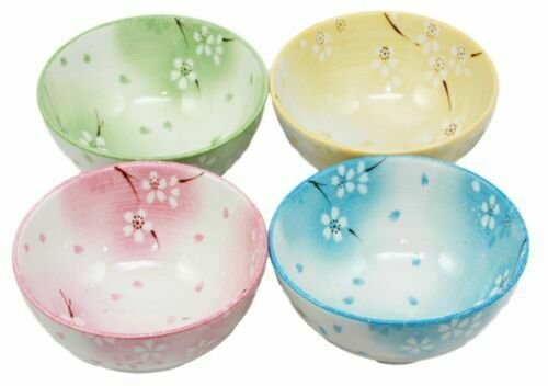 1 Japanese Spring Cherry Blossoms Sakura Colorful Floral Dinnerware Bowl Set of 4 EBR02