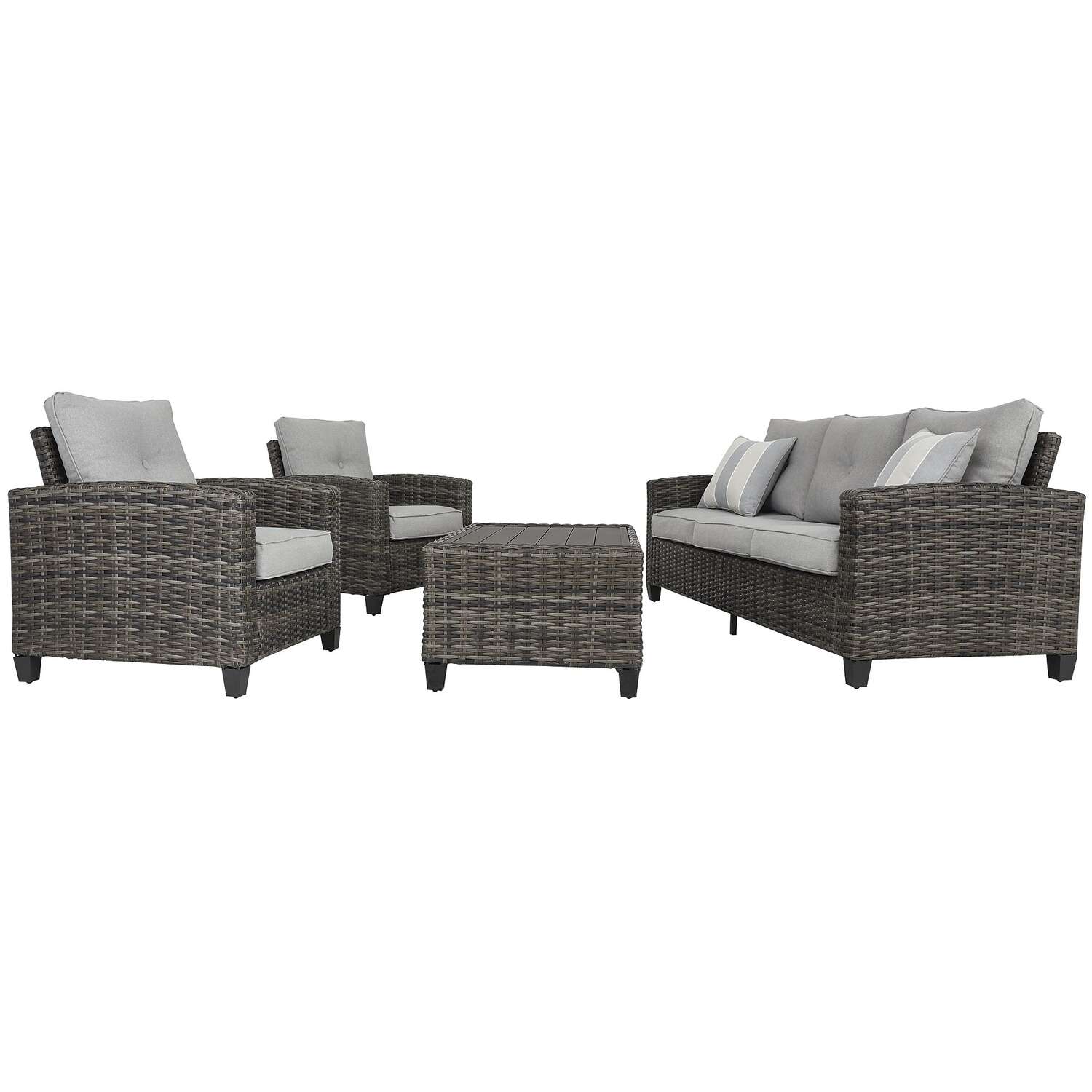 Signature Design by Ashley Cloverbrooke 4 pc Gray Aluminum Wicker Conversation Set Gray