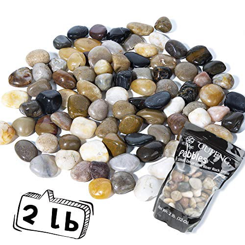 OUPENG Pebbles Polished Gravel, Natural Polished Mixed Color Stones, Small Decorative River Rock Stones 2 Pounds (32-Oz) ... ...