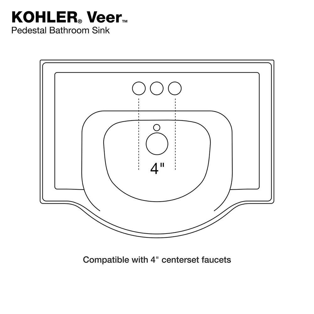 KOHLER Veer 24 in. Vitreous China Pedestal Sink Basin in White R5248-4-0