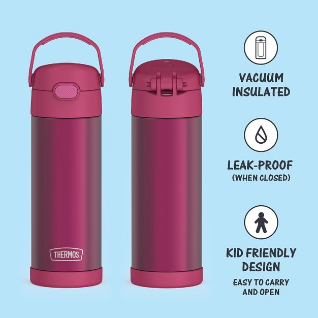 Thermos Funtainer 16 Ounce Stainless Steel Vacuum Insulated Bottle With Wide Spout Lid Rosewoood