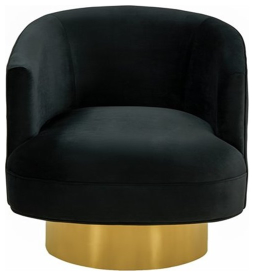 Divani Casa Basalt Modern Fabric  ampStainless Steel Accent Chair in Black/Gold   Contemporary   Armchairs And Accent Chairs   by Homesquare  Houzz