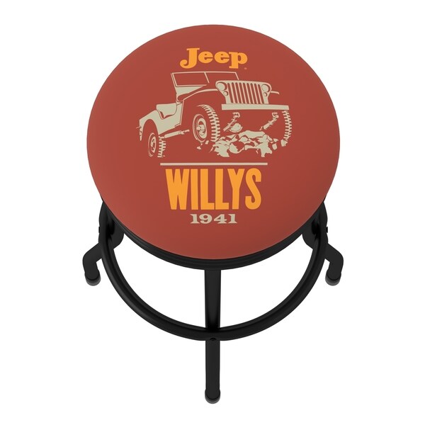 Jeep Willys 360 Degree Swivel Black Barstool with Foam Padded Seat - 20.75 x 20.75 x 29