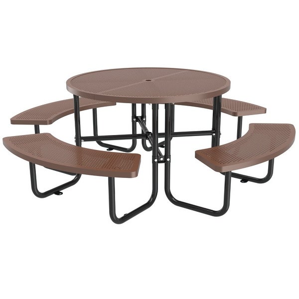 46-inch Coated Outdoor Top Round Portable Picnic Table - Overstock - 37500506