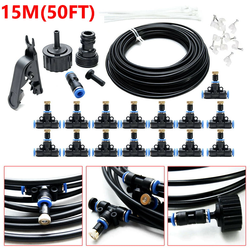 Water Misting Cooling System 20FT/50FT Brass Misting Nozzles Outdoor Water Mister Automatic Watering System