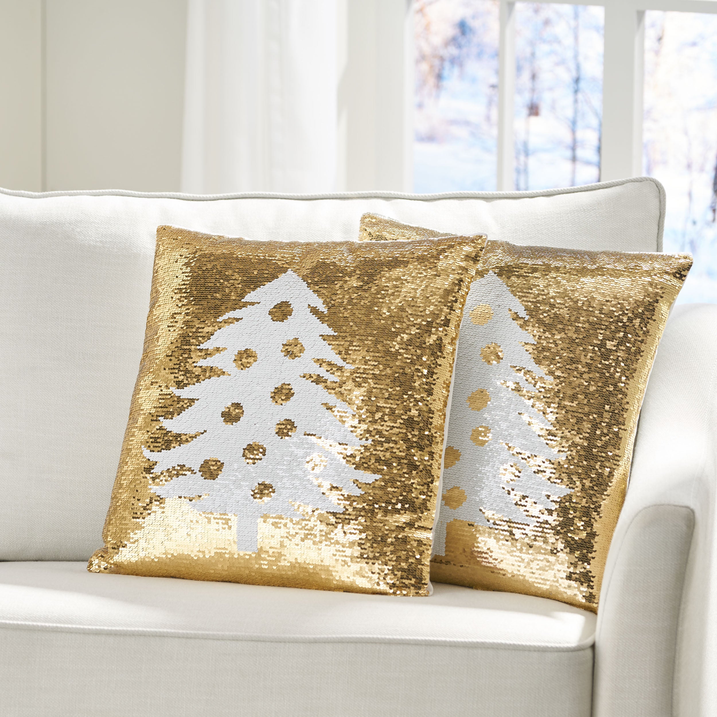 Krosp Glam Sequin Christmas Throw Pillow