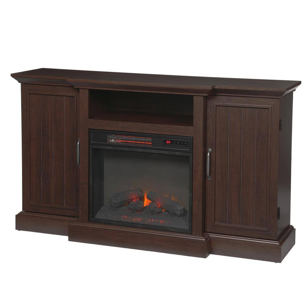 Home Decorators Collection Mattingly 60 in. Freestanding Media Console Electric Fireplace TV Stand in Midnight Cherry 112272