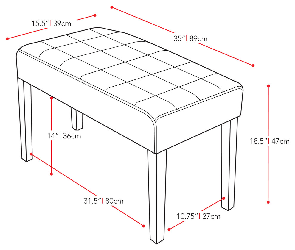 California 24 Panel Bench  Black Leatherette   Contemporary   Upholstered Benches   by CorLiving Distribution LLC  Houzz