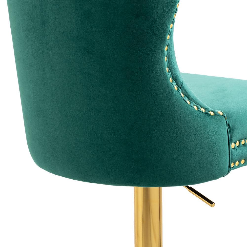 ZIRUWU 46.46 in.Emerald Metal Bar Stool with Back and Footrest Counter Height bar Chairs ZZQ-JBY721A24