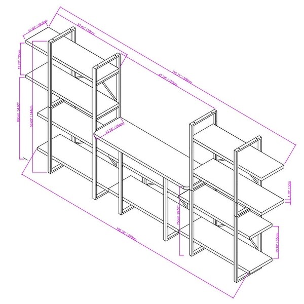 Davee Furniture Open Walnut Shelves 10-tier Entertainment TV Stand - 56.69*118.11*13.78 inches