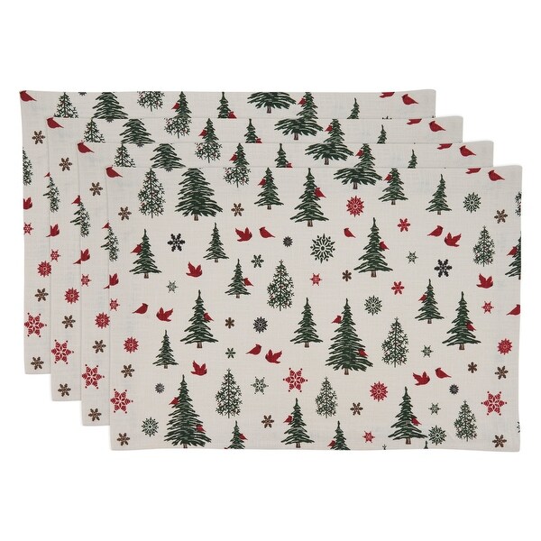 Holiday Placemats With Christmas Tree and Snowflakes Design