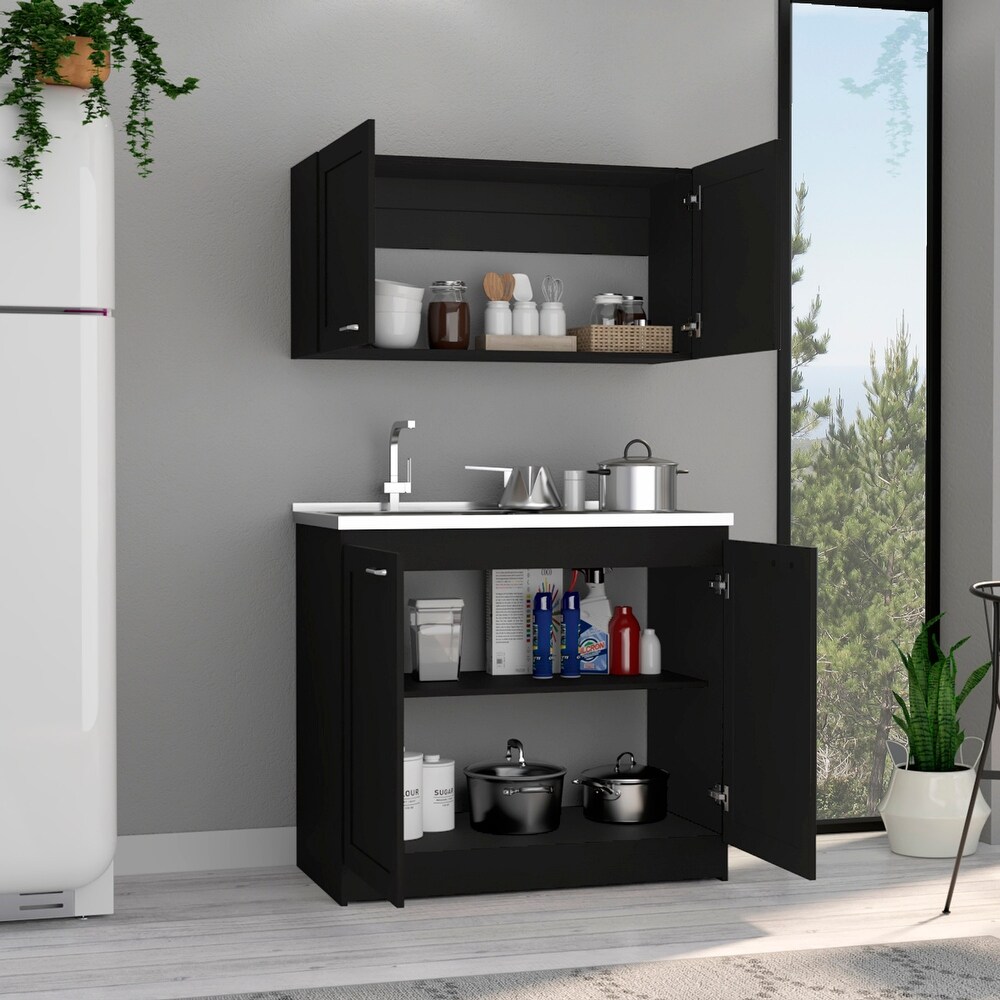 TUHOME Zurich Cabinet Set with 2 Inner Shelves   N/A