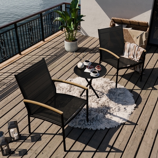 Futzca 3Piece Patio Bistro Sets，Two Chairs with Coffee Table