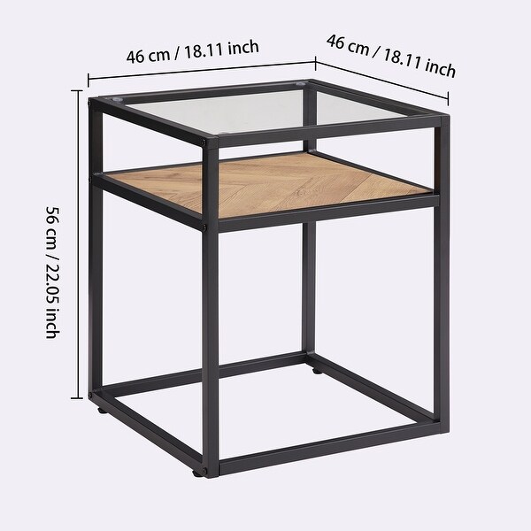 2-Tier Side Table Tempered Glass Top