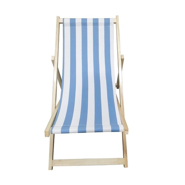 Wood Sling Chair Blue Stripe Broad Dark Blue Stripe