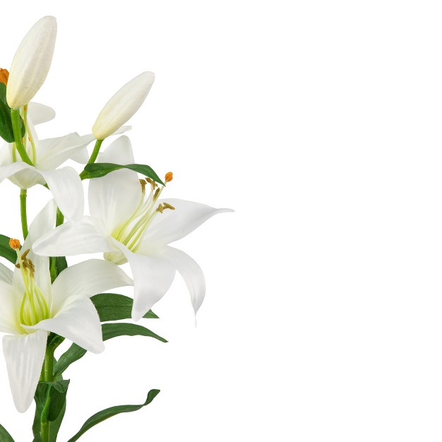 White Easter Lily Artificial Silk Floral Spray