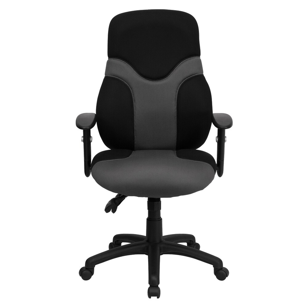 High Back Ergonomic and Gray Mesh Swivel Task Chair with Adjustable Arms