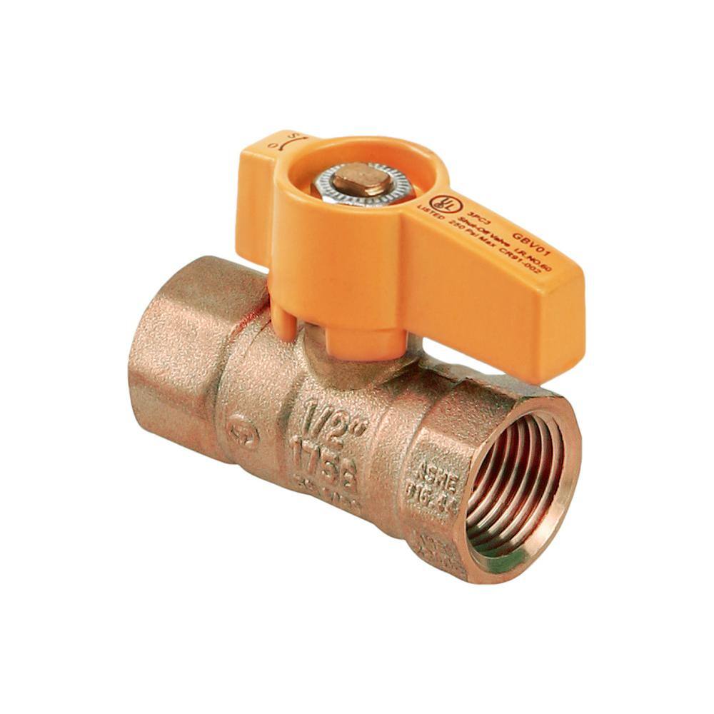 The Plumber's Choice 12 in. FIP Brass Gas Ball Valve with Yellow Aluminum Alloy Handle (Pack of 5) FIPY12-5