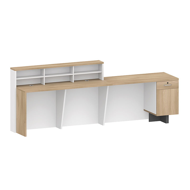 HELMER Reception Desk 2.4M Left Panel - Oak & white