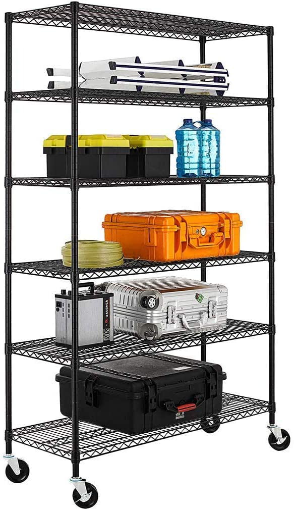 BestOffice NSF wire shelving unit 6-tier large storage adjustable steel storage rack with 4