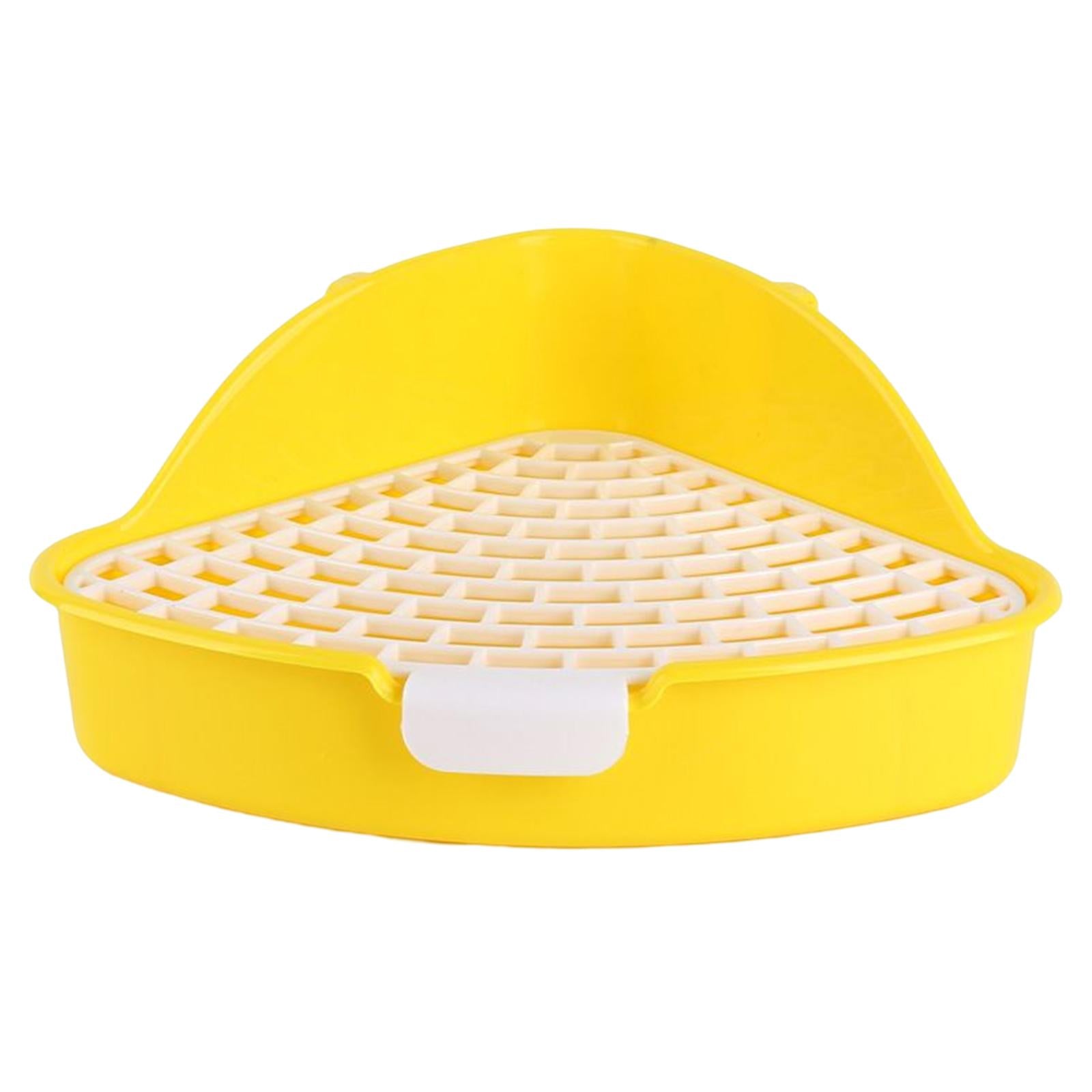 Triangle Rabbit Litter Box Pet Pan Toilet for Bunny Rabbit Cage Accessories Yellow