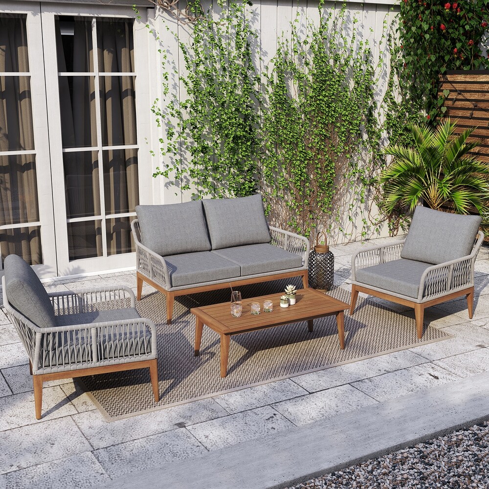 Ove Decors Thunder 4 Piece Conversation Set in Grey