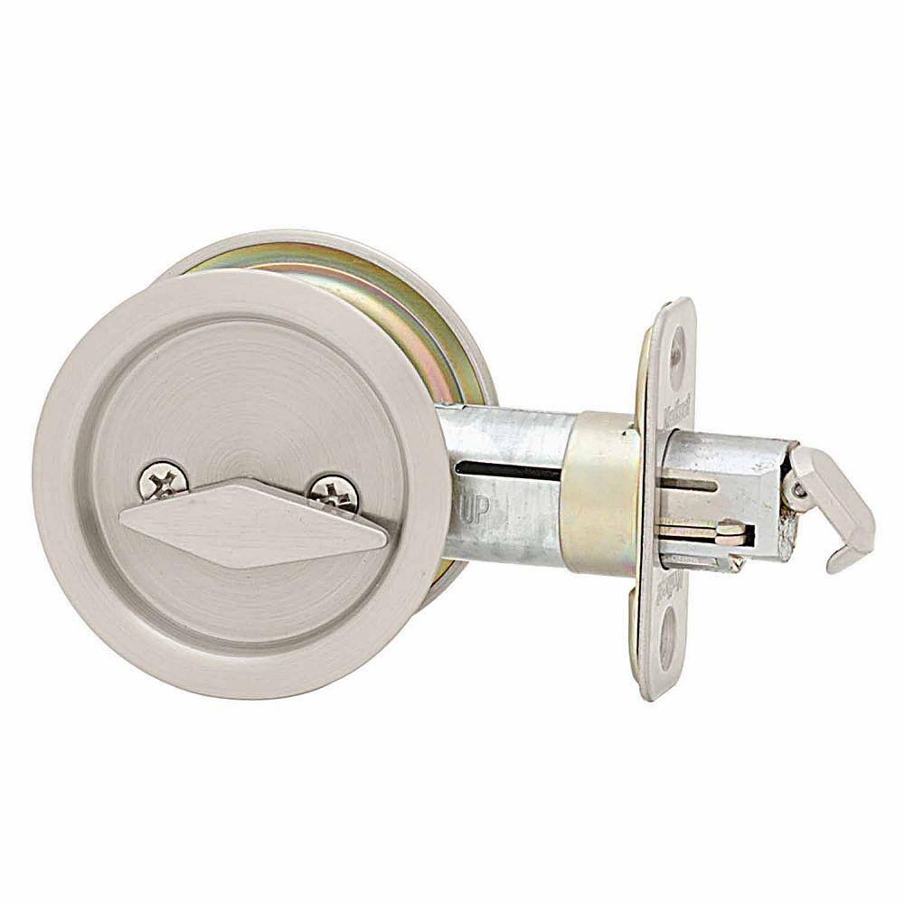 Kwikset Round Satin Nickel BedBath Pocket Door Lock 335 15 RND PCKT DR LCK