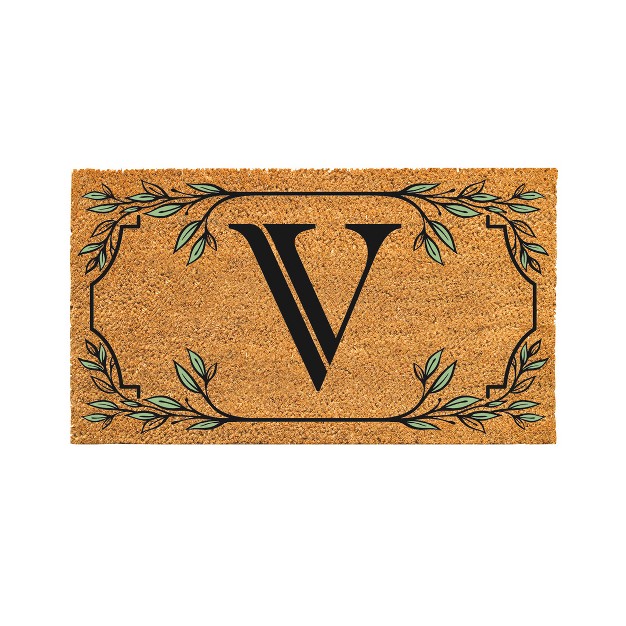 X 16 quot Monogram Coir Mat Letter quot v quot