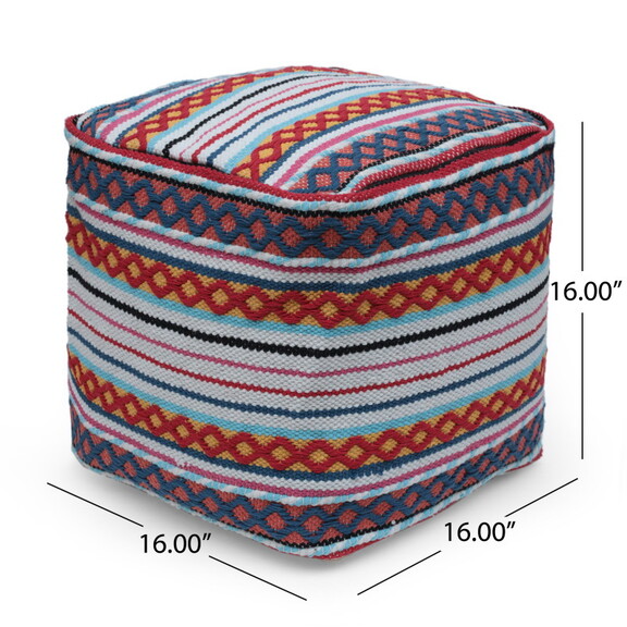 Hamler Boho Handcrafted Peruvian Print Cube Pouf  ...