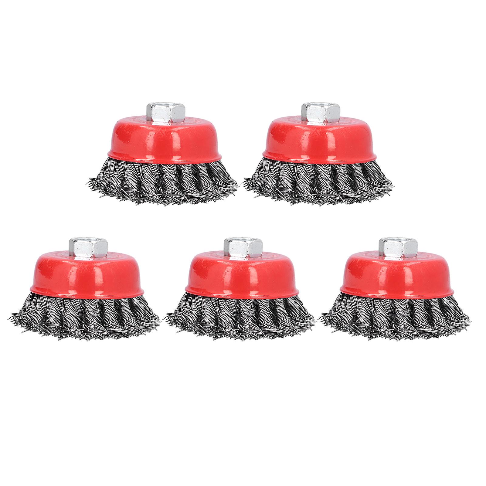 5pcs Wire Cup Brush Wheel Twisted Knotted For Grinders Cleaning Rust Burring M14 Screw Thread