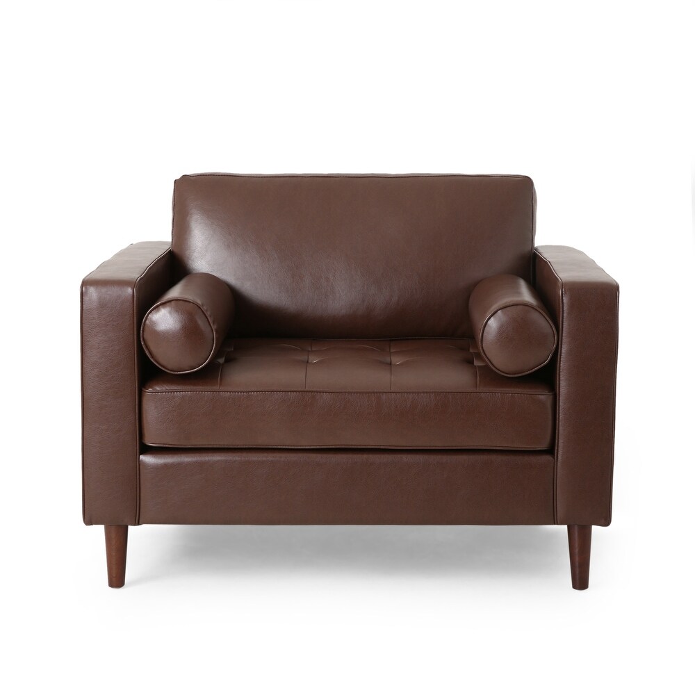 Malinta Contemporary Faux Leather Tufted Club Chair by Christopher Knight Home