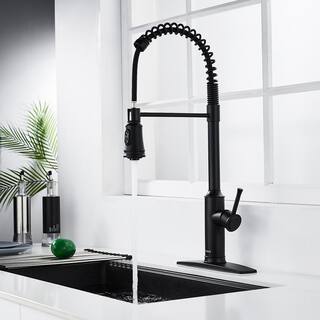 FORIOUS High Arc Kitchen Faucet with Pull Down Sprayer Commercial Spring Kitchen Sink Faucet for Black in Kitchen HH0028CB