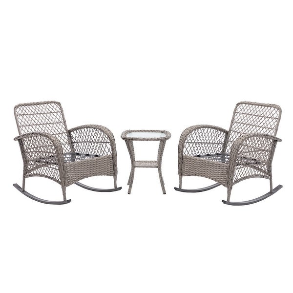 3pcs Outdoor Furniture Modern Wicker rocking chair set - Overstock - 37253099