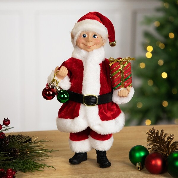 Santa Elf with Gift Christmas Figure