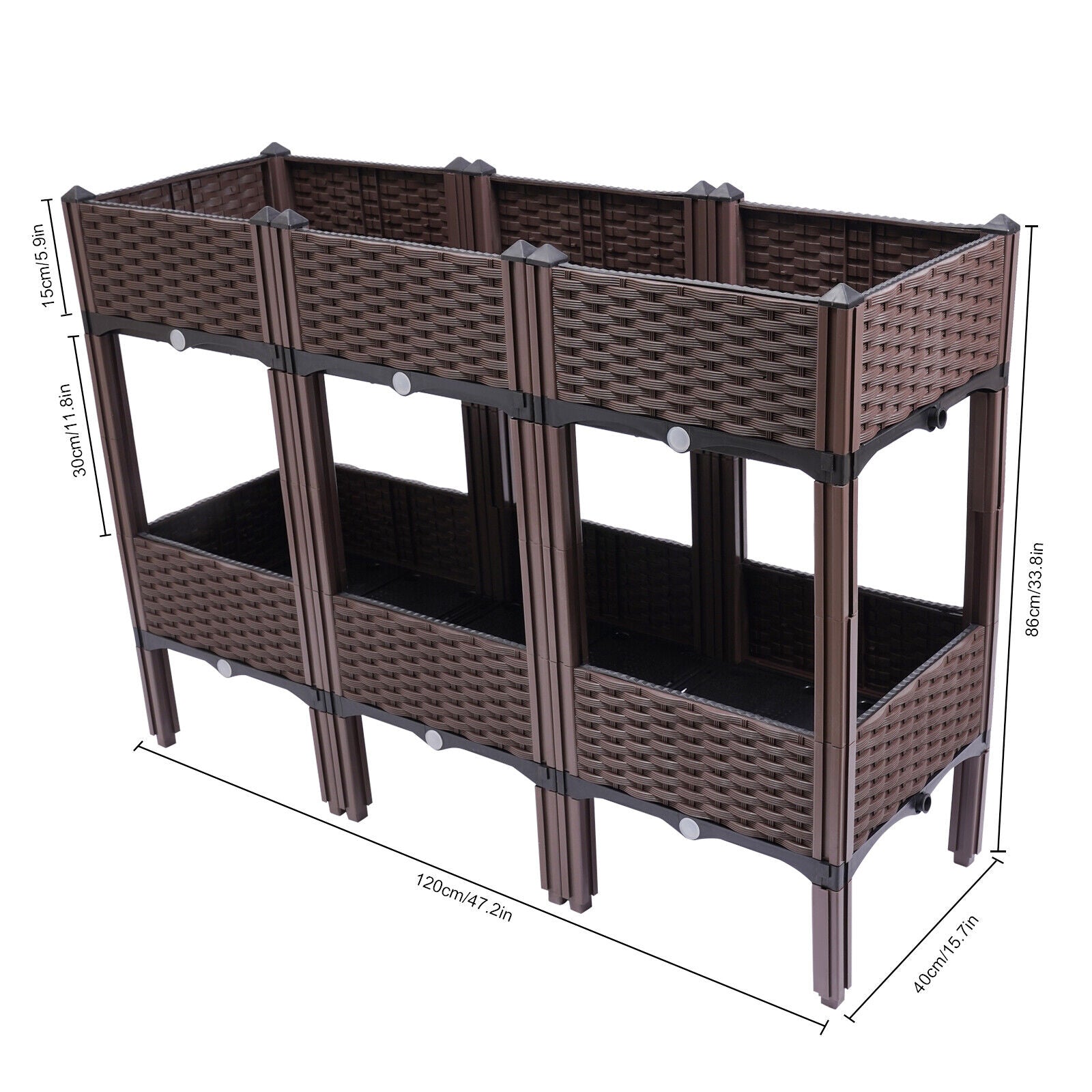 MONIPA 2-Tier Square Raised Garden Bed with Legs Flower Planter Box Elevated Vegetables