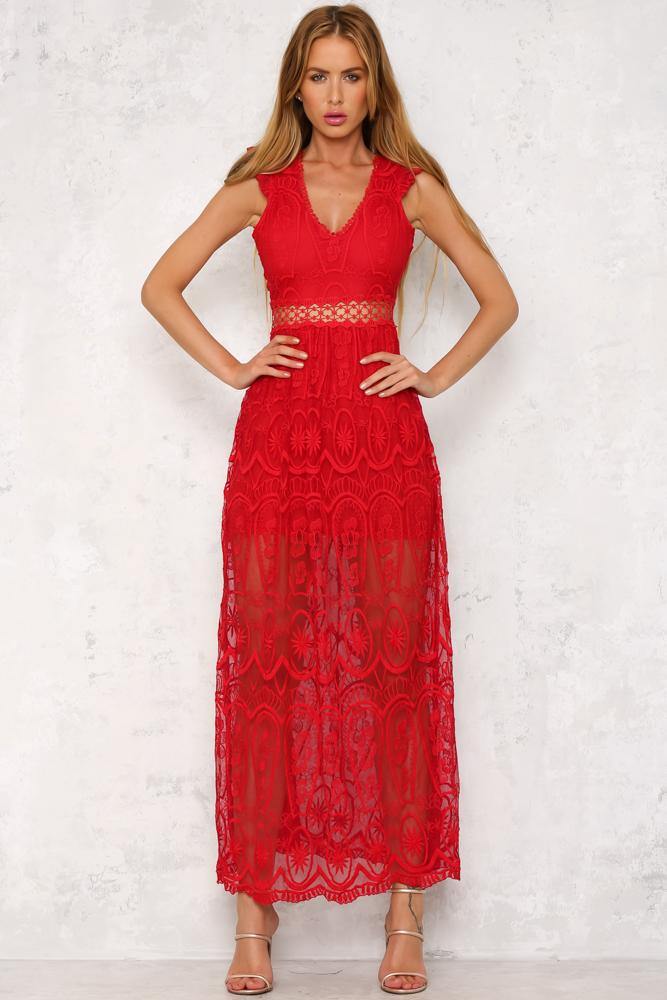 Off To The Races Maxi Dress Red